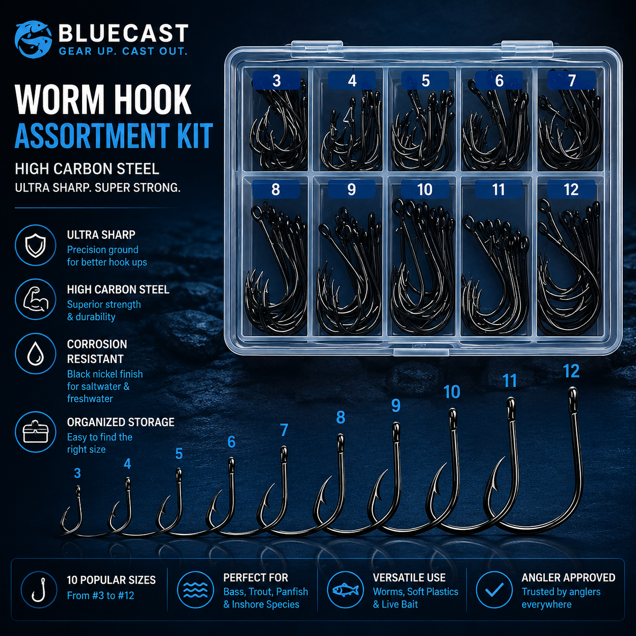 Fishing Hooks 100pcs 3-12#