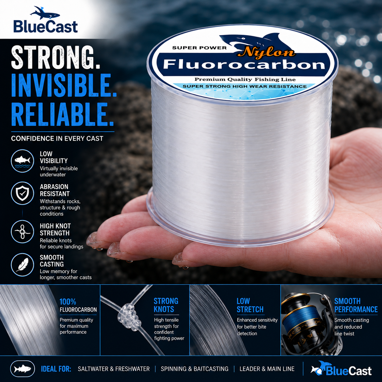 500M White Fluorocarbon Fishing Line